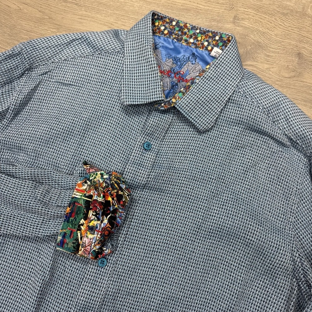Robert‎ Graham Geometric Flip Cuff Button Up Shirt Men Sz L